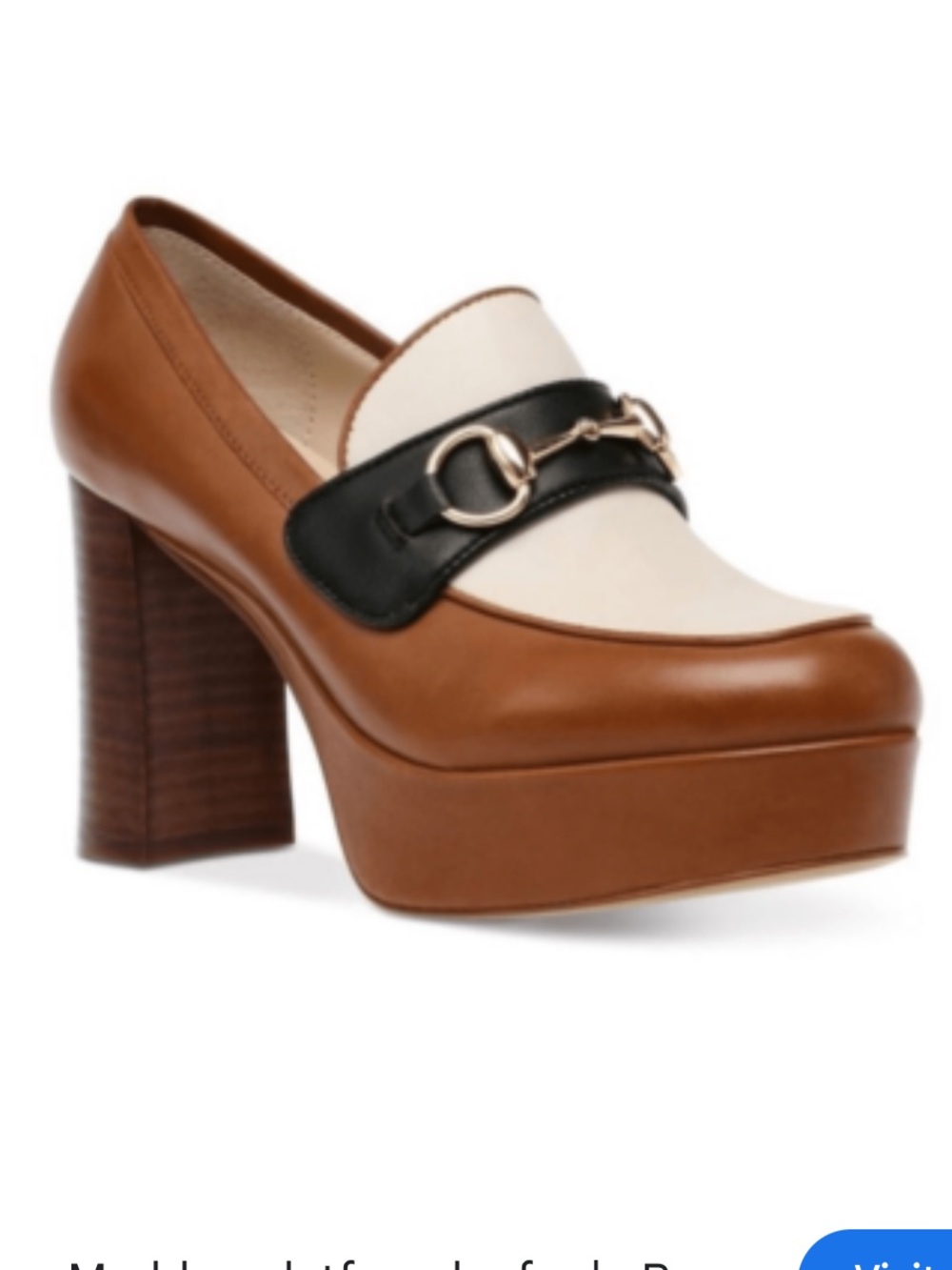 Steve Madden Brown Platform Loafer with Cream Vamp and Black Strap